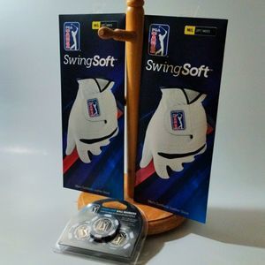 PGA Tour 3 piece gift set - 2x- M/L Synthetic leather Glove- 1x Ball Marker pack